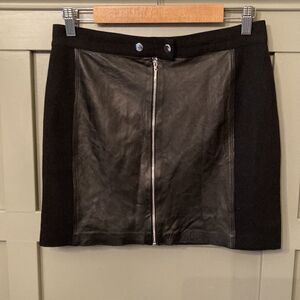 REBECCA Taylor Black Lamb Leather Zip Front Skirt Size 8